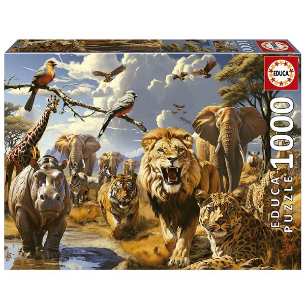 Educa Puzzle 1000 pièces Animaux Sauvages - Jeu éducatif - Langues : Espagnol, Français, Anglais, Portugais Educa Puzzle 1000 pièces Animaux Sauvages - Jeu éducatif - Langues : Espagnol, Français, Anglais, Portugais