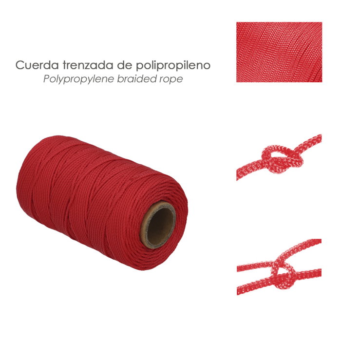 WOLFPACK LINEA PROFESIONAL Corde tressée polypropylène rouge (bobine 100 mètres) WOLFPACK LINEA PROFESIONAL Corde tressée polypropylène rouge (bobine 100 mètres)