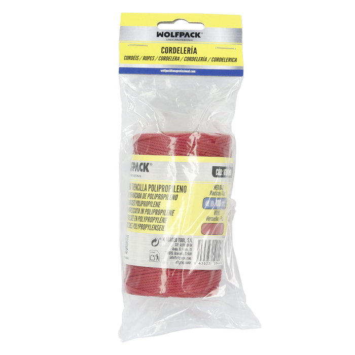 WOLFPACK LINEA PROFESIONAL Corde tressée polypropylène rouge (bobine 100 mètres) WOLFPACK LINEA PROFESIONAL Corde tressée polypropylène rouge (bobine 100 mètres)