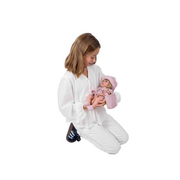 Muñecas Arias - Poupée Elegance 33 cm Sali rose avec sac et cheveux - Jeu de rôle pour enfants 3 ans et plus