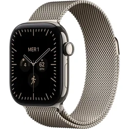 Apple Watch Series 12 GPS + Cellular - 42mm - Boîtier Natural Titanium - Bracelet Natural Milanese Loop