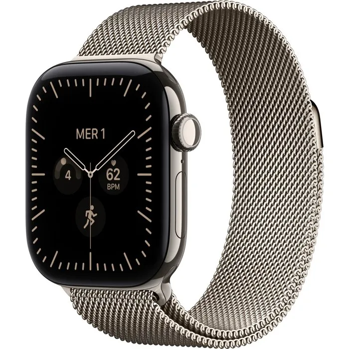 Apple Watch Series 12 GPS + Cellular - 42mm - Boîtier Natural Titanium - Bracelet Natural Milanese Loop Apple Watch Series 12 GPS + Cellular - 42mm - Boîtier Natural Titanium - Bracelet Natural Milanese Loop