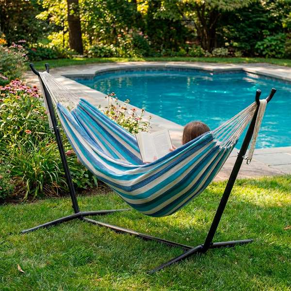 Color Baby Hamac de Camping Aktive avec Structure Métallique
