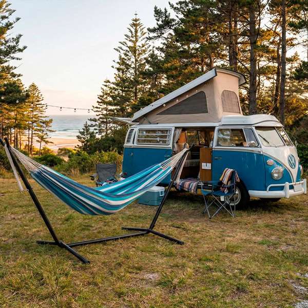 Color Baby Hamac de Camping Aktive avec Structure Métallique