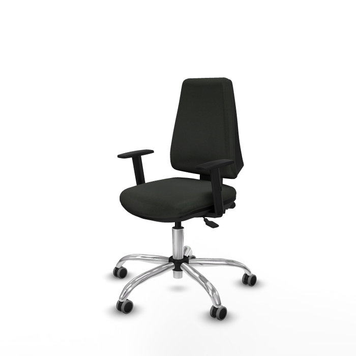 PIQUERAS Y CRESPO Chaise Elche Asynchrone Tissu Noir Structure chromée Accoudoir 1D