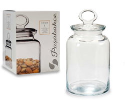 Pasabahce Tarro Kitchen 1085ml Pot en verre transparent avec couvercle silicone 11x17x11 cm (Set de 8)