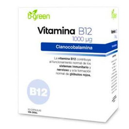 B.Green Vitamine B12 - 1000 mcg par capsule - 30 capsules - Complément alimentaire vegan - Contribue à réduire la fatigue - Réf. B.Green (Lab. Lebudit) Vitamina B12 30 Cap.