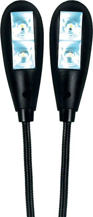 QUIKLOK Lampe Atril Dual Flex avec Pince - 4 LEDS, Alimentation USB ou Piles, Extérieur Noir
