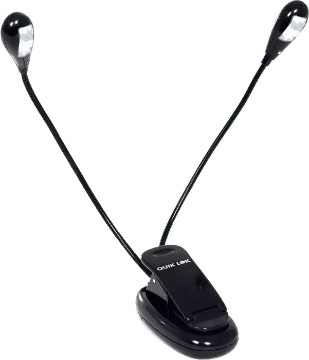 QUIKLOK Lampe Atril Dual Flex avec Pince - 4 LEDS, Alimentation USB ou Piles, Extérieur Noir
