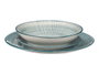 Vessia Vajilla 12 pièces Rayures Bleu Service de table 28x28x17 cm Porcelaine (Set de 2)