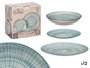 Vessia Vajilla 12 pièces Rayures Bleu Service de table 28x28x17 cm Porcelaine (Set de 2)