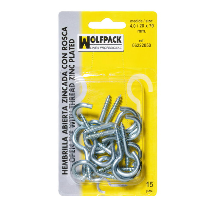 WOLFPACK LINEA PROFESIONAL Blister de crochets à tête ouverte 2,1/14 x 25 mm (50 unités) WOLFPACK LINEA PROFESIONAL Blister de crochets à tête ouverte 2,1/14 x 25 mm (50 unités)