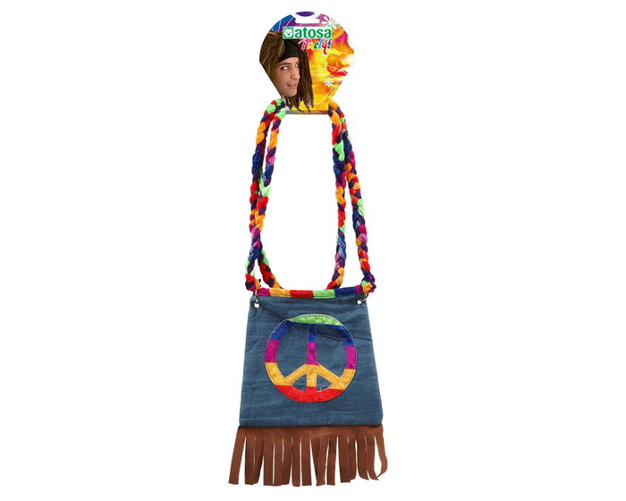 Accessoire Solapa de Bolso Hippy Multicolor avec Franges - Style Bohemien Rétro Années 60 pour Festival