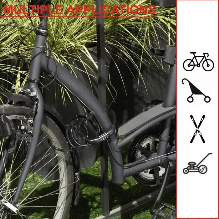 Master Lock Antivol Vélo à Câble Tressé 1,2m - Câble Acier 8mm avec Code Fixe - Réf. 8143EURDPRO