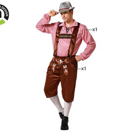 Déguisement Allemand Adulte Homme Taille M-L Marron - Costume Bavarois pour Oktoberfest et Carnaval