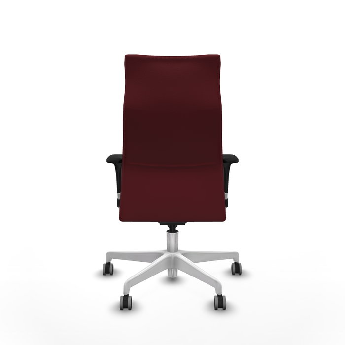 Piqueras Y Crespo Fauteuil Albacete, Similicuir Granate, Base Blanche, Accoudoirs 1D