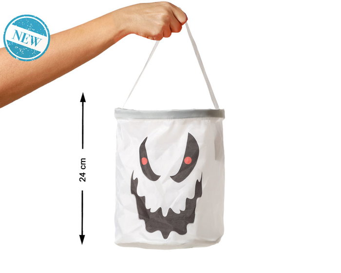 Bolsa Recoge Caramelos Blanc 24x20 cm avec Design de Fantôme - Accessoire Halloween pour Enfants Bolsa Recoge Caramelos Blanc 24x20 cm avec Design de Fantôme - Accessoire Halloween pour Enfants