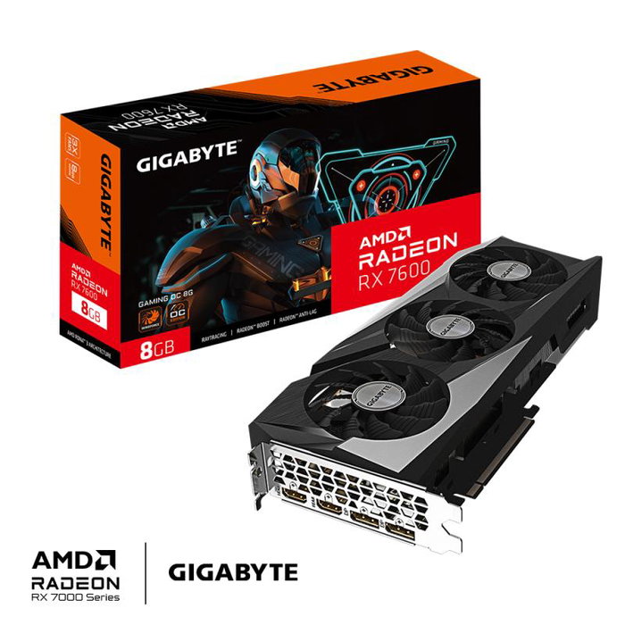 Gigabyte GV-R76GAMING OC-8GD Carte Graphique Radeon RX 7600 Gaming OC avec 8 Go GDDR6 et Ventilateurs Alternés Gigabyte GV-R76GAMING OC-8GD Carte Graphique Radeon RX 7600 Gaming OC avec 8 Go GDDR6 et Ventilateurs Alternés