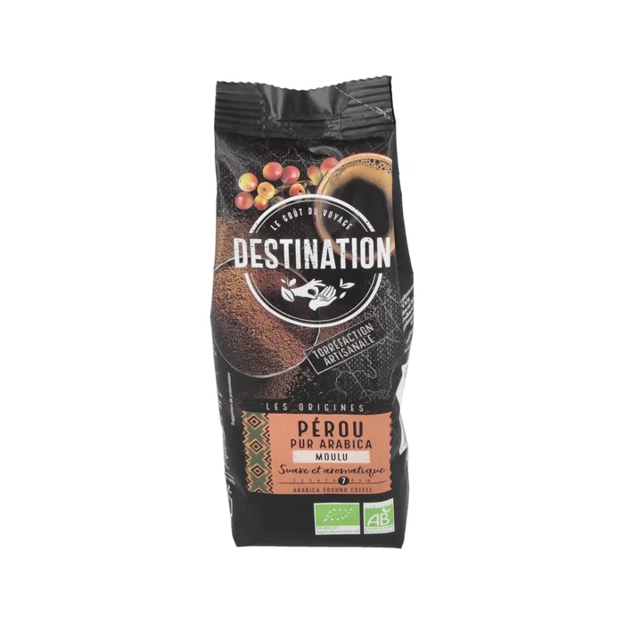 DESTINATION Cafe Peru 100% Arabica Moulu 250g Bio - Café doux et aromatique DESTINATION Cafe Peru 100% Arabica Moulu 250g Bio - Café doux et aromatique