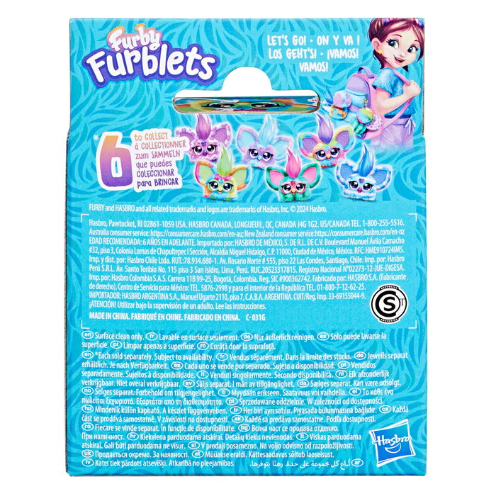 HASBRO Mini Furby Pix Elle Furblet - Jouet interactif parlant avec sons, musique et oreilles mobiles, Hauteur 10 cm