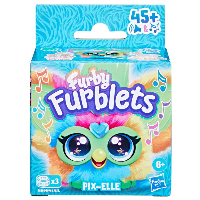 HASBRO Mini Furby Pix Elle Furblet - Jouet interactif parlant avec sons, musique et oreilles mobiles, Hauteur 10 cm
