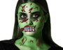 Tatouage facial de zombie vert avec plaies et dents exposées
