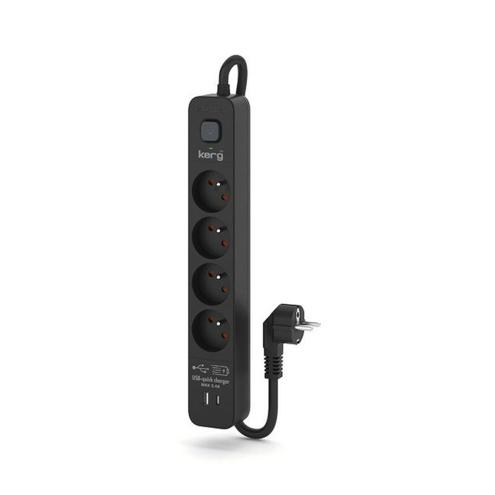 KERG Multiprise parafoudre noire avec 4 prises et cordon de 5m KERG Multiprise parafoudre noire avec 4 prises et cordon de 5m