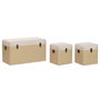 Lot de paniers Home ESPRIT Beige Naturel Polyester Bois Traditionnel 80 x 40 x 44 cm (3 Unités)