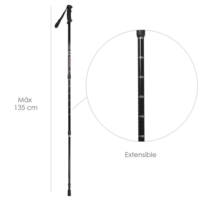 SATURNIA Bâton de marche extensible noir 0,65-1,35 m