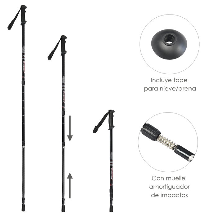 SATURNIA Bâton de marche extensible noir 0,65-1,35 m