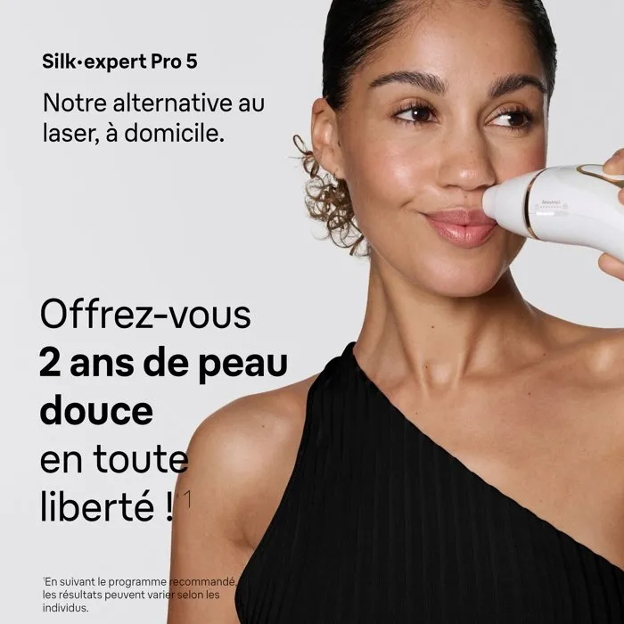 Braun Silk Expert Pro 5 PL5221 Épilateur à Lumière Pulsée IPL avec Capteur SkinProtect - Blanc et Or