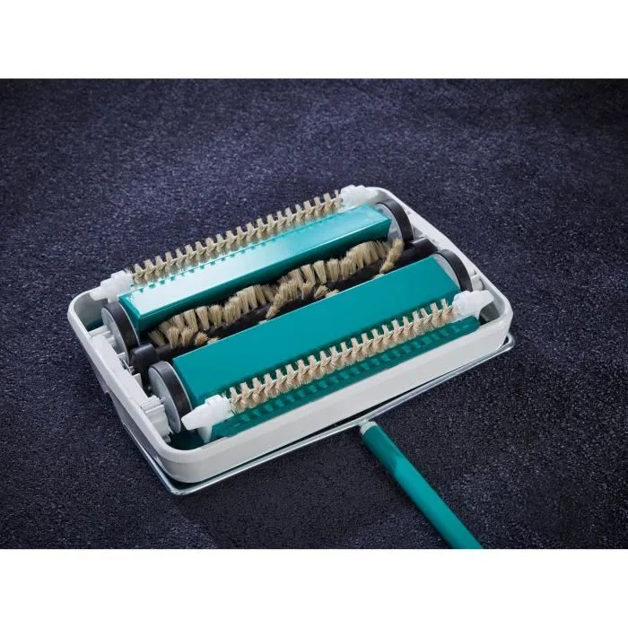 Leifheit Regulus 11700 Balai Mécanique avec 3 Brosses Rotatives, Manuel et sans Câble - Turquoise