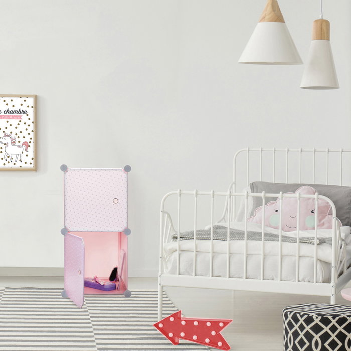 Home Deco Kids Étagère Modulaire 2 Cubes Rose