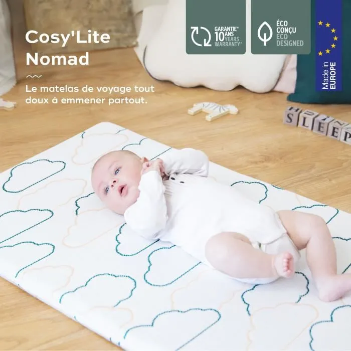 Babymoov Cosy'Lite Nomad Matelas de Voyage 60x120cm, Certifié Oeko-Tex, Polyester Recyclé