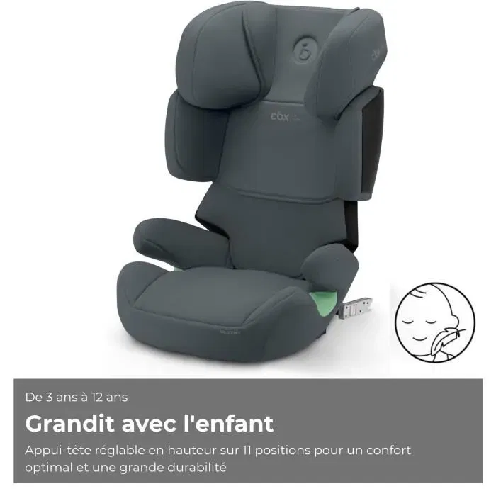 Cybex Siège Auto Réhausseur Solution X i-Fix - 3 à 12 ans (15-50 kg, 100-150 cm) - Gris, Sécurité R129/03, ISOFIX, L.S.P. pour Chocs Latéraux