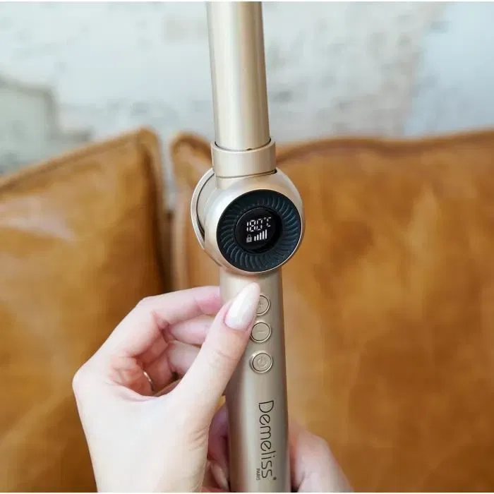 Saint Algue Demeliss CURL POWER - Fer à boucler pliant à 180° avec écran digital - 10 réglages de température - Revêtement céramique et tourmaline - Diamètre 25 mm