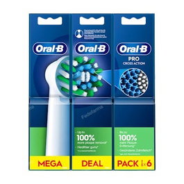 Oral-B Tête de brosse à dents de rechange Cross Action avec technologie CleanMaximiser - Lot de 6
