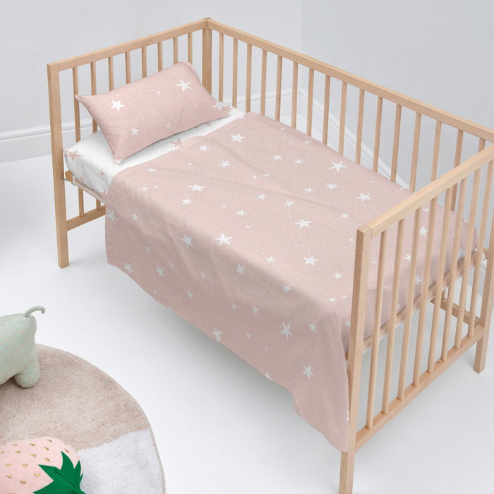 Jeu de draps pour berceau HappyFriday Basic Kids Little star Rose Lit de bébé Jeu de draps pour berceau HappyFriday Basic Kids Little star Rose Lit de bébé