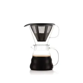 Bodum MELIOR Cafetière à filtre permanent en inox - 5 tasses (0.6 L) - Cafetière manuelle pour infusion lente type Pour Over - Carafe en verre borosilicaté, lave-vaisselle