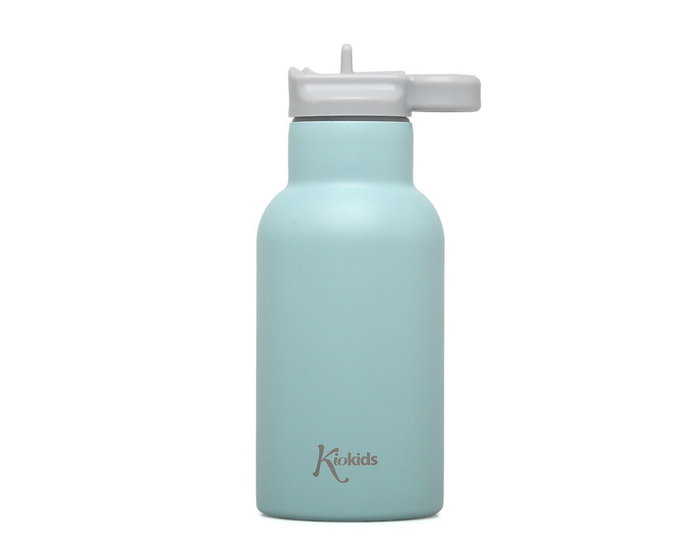 KioKids - Bouteille Isotherme pour Bébé 350 ml en Acier Inoxydable, Vert Sauge, Maintient Chaud 6h Froid 9h, avec Paille - Collection Little Sauvages