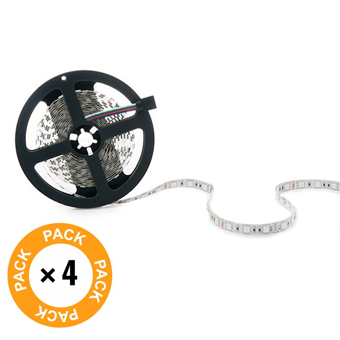 Pack de 4 Bandes LED SMD5050 12V 72W 4200Lm RGB 5m