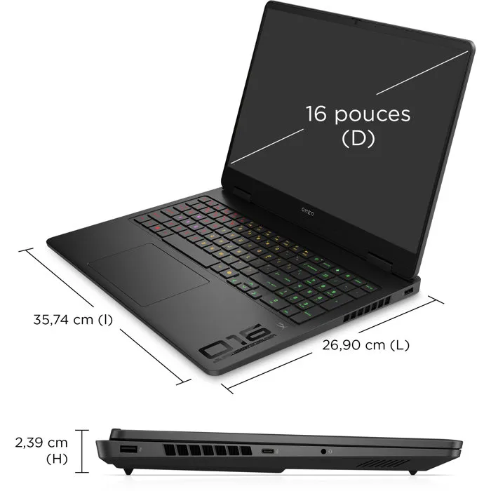 HP OMEN 16-ap0060nf - PC Portable Gamer 16 pouces 2,5K 240Hz - RTX 5070 - Ryzen 9 8940HX - 32Go - 1To
