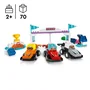 LEGO DUPLO 10445 Set de Construction Voitures de Course et Pilotes F1, Jouet Éducatif avec Grue et Podium pour Enfants dès 2 Ans