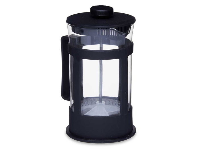 Vivalto Téière en Verre et Plastique avec Filtre à Piston 1L Noir Transparent 14x21x10.7 cm (Set de 8)
