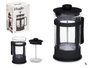 Vivalto Téière en Verre et Plastique avec Filtre à Piston 1L Noir Transparent 14x21x10.7 cm (Set de 8)