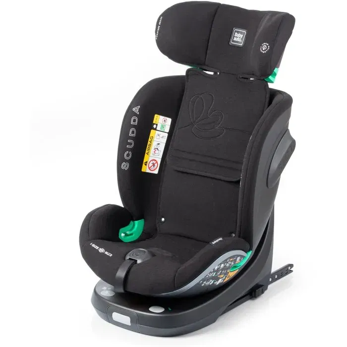 Babyauto SCUDDA Siège auto pivotant Groupe 0/1/2/3 (40-150 cm) i-Size - Inclinable avec jambe de force et réducteur - Anthracite