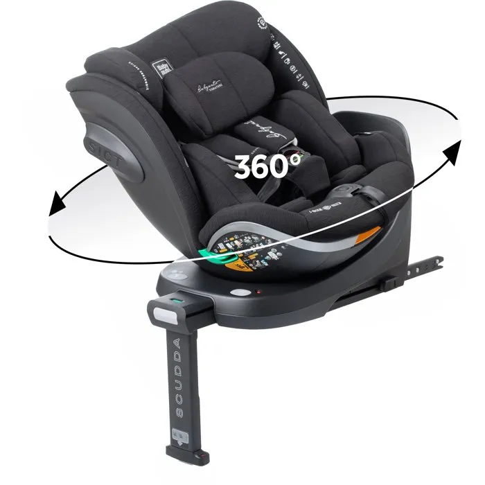 Babyauto SCUDDA Siège auto pivotant Groupe 0/1/2/3 (40-150 cm) i-Size - Inclinable avec jambe de force et réducteur - Anthracite