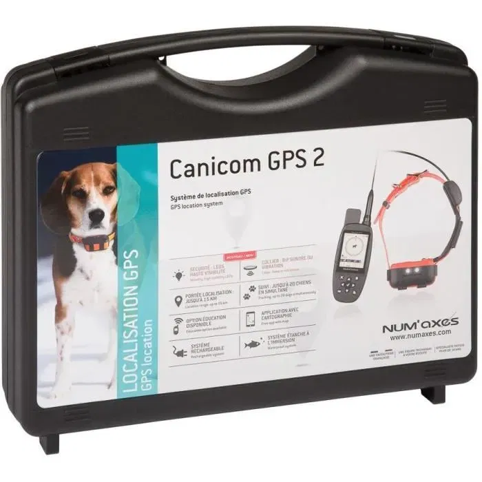 Num'Axes CANICOM GPS 2 - Traceur GPS complet avec module GPS/GALILEO et boussole électronique pour chien, compatible colliers CANICOM, Noir/Orange
