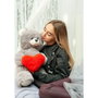 GO GIFT Ours en peluche Frank Gris avec cœur 50 cm