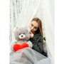 GO GIFT Ours en peluche Frank Gris avec cœur 50 cm